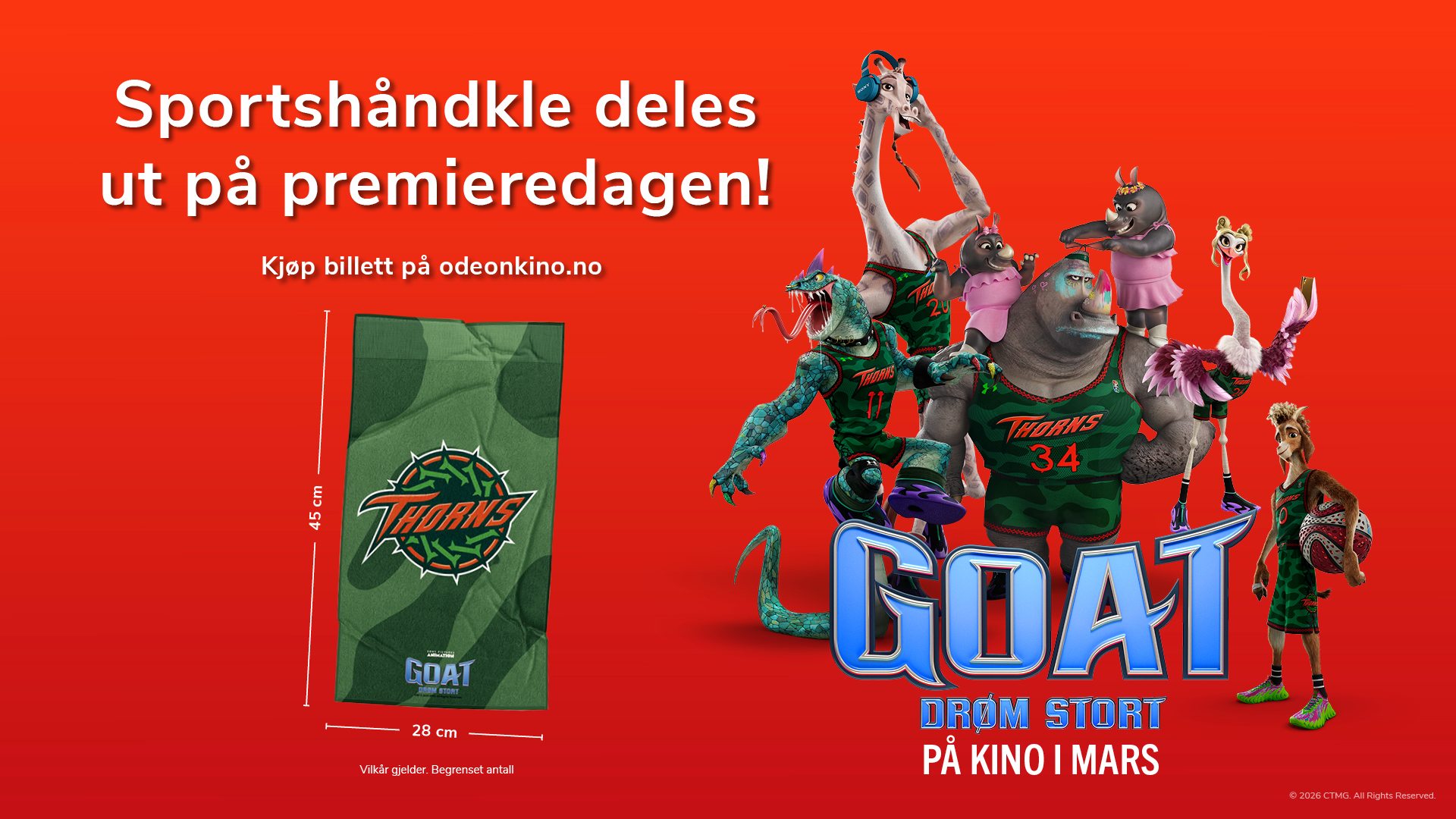 Kjøp billett til Goat – Drøm stort, og få et unikt sportshåndkle!